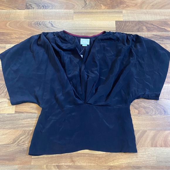 Anthropologie Tops - Maeve by Anthropologie Butterfly Silk Navy Blouse
